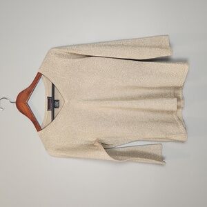 Bradley Bayou Gold Glitter Silk Cashmere‎ Blend V-neck Top Size Medium